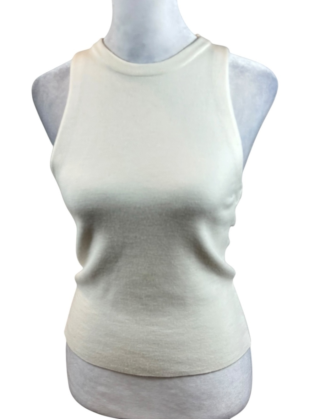 Alice + Olivia Wool Blend High Neck White Knit Tank Top Size XS